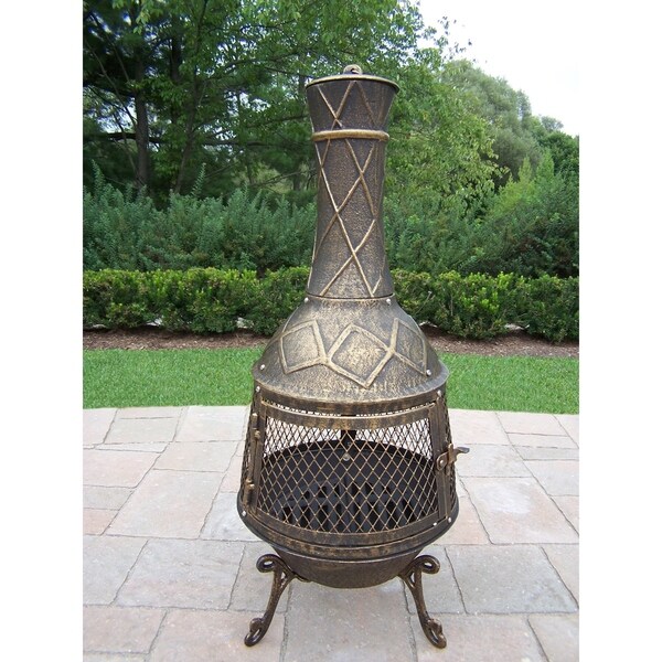 Oakland Living Corporation Bronze Finish Wrought Iron Diamond Oakland Living Corporation Bronze Finish Wrought Iron Diamond Chimenea