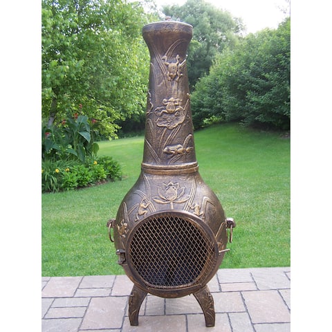 Oakland Living Corporation Leaping Frogs 53-inch Chimenea Brown Wrought Iron Fire Pit