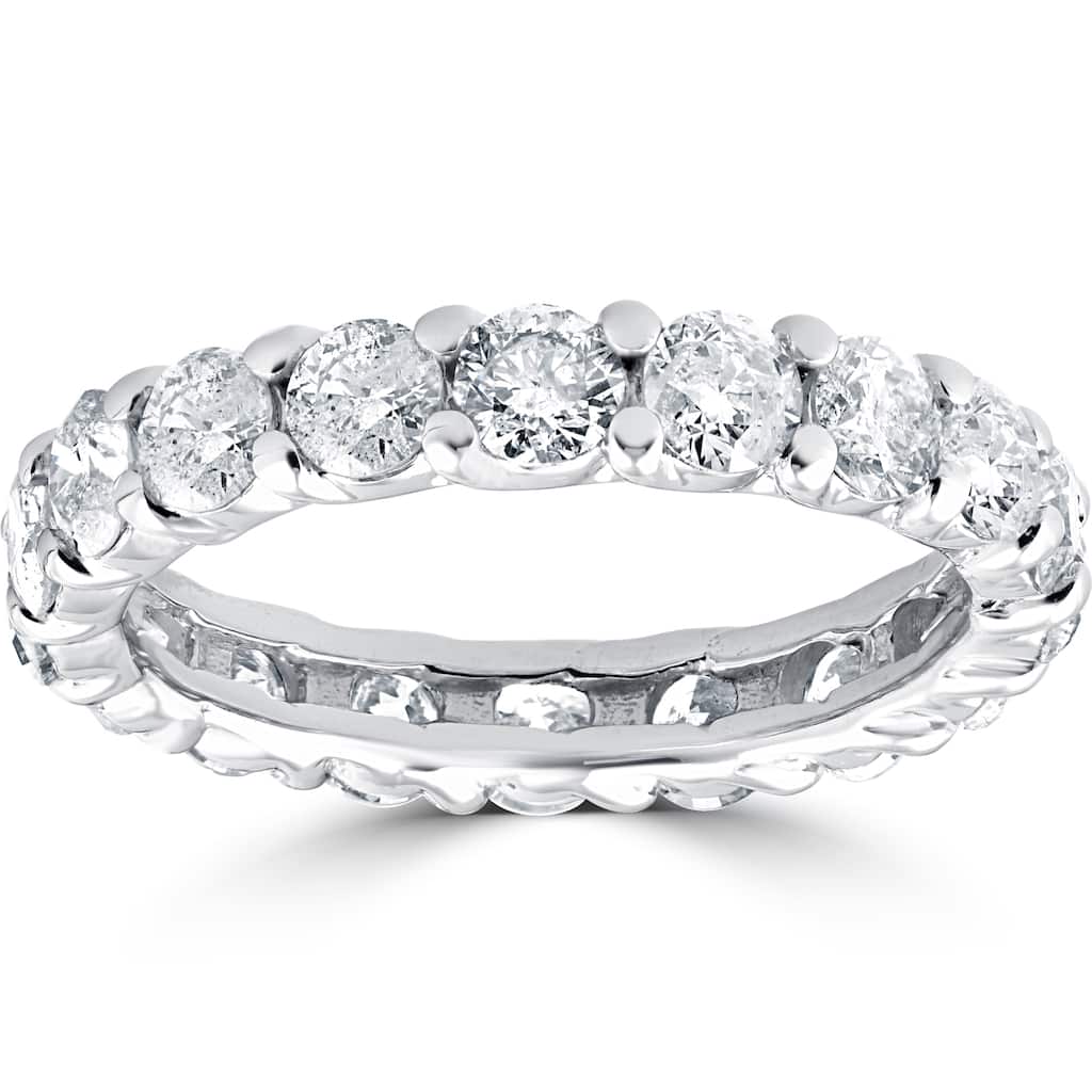 14k White Gold 3 1/2 cttdw Diamond Eternity Wedding Ring U Prong (J-K,I2-I3)