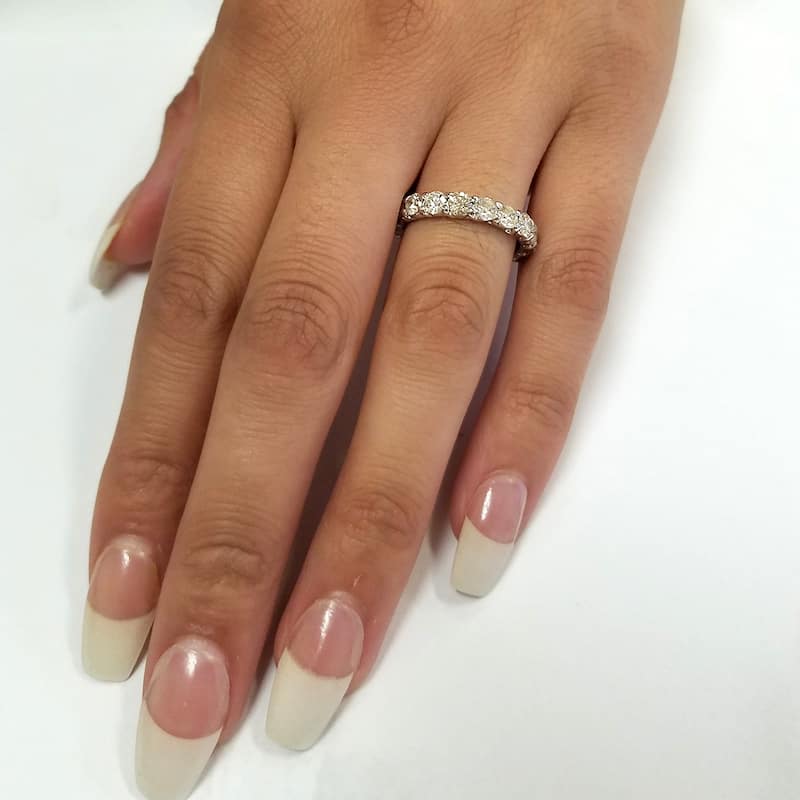 14k White Gold 3 1/2 cttdw Diamond Eternity Wedding Ring U Prong (J-K,I2-I3)