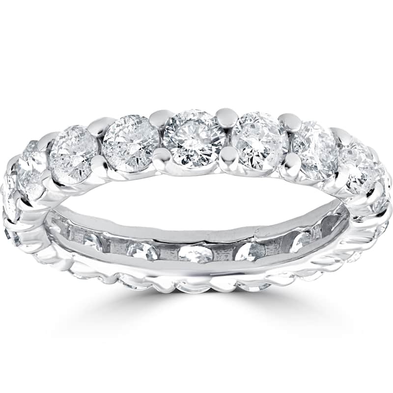 14k White Gold 3 1/2 cttdw Diamond Eternity Wedding Ring U Prong (J-K,I2-I3)