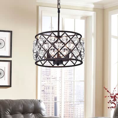 Branna Antique Bronze 11-inch Round Crystal Chandelier