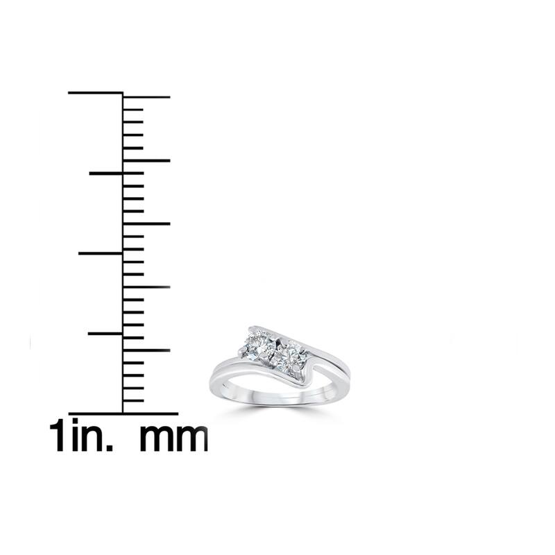 10k White Gold 3/4 ct TDW Two Stone Diamond Engagement Wedding Ring Set