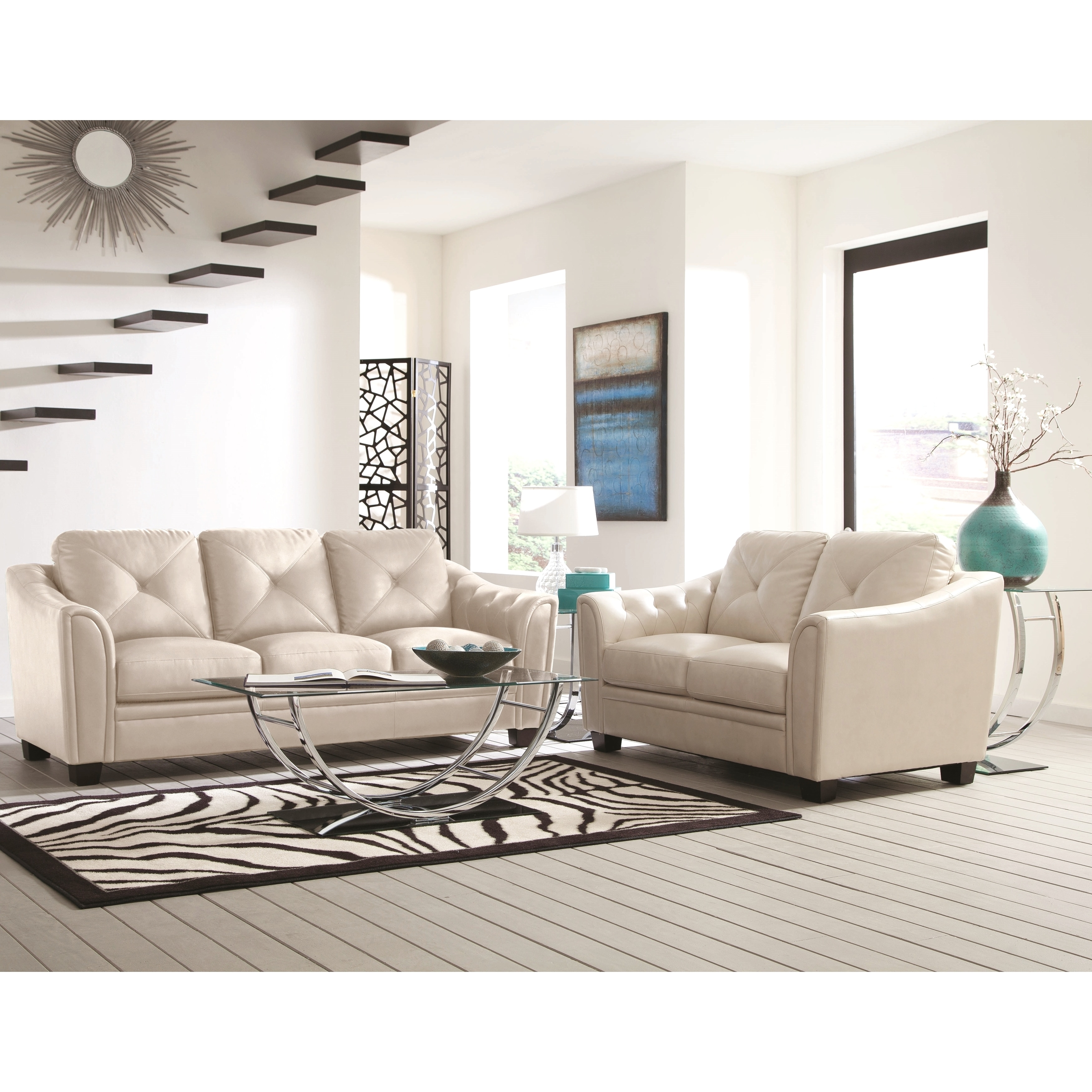 Lacasta Mid Century Modern Tufted Design Cream Living Room Sofa Collection Overstock 13255150