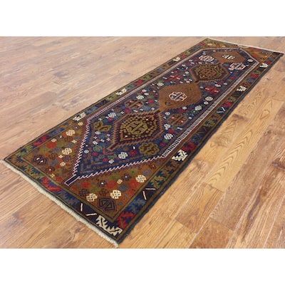 Hand-Knotted Oriental Persian Balouch Blue Wool Runner (3' 0 X 9' 0)