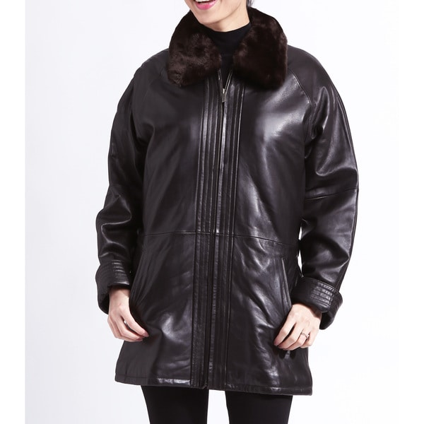 Women's Brown Lambskin Belted Jacket