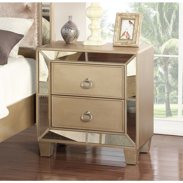 Abbyson Cau Goldtone Wood Mirrored 2 Drawer Nightstand On Abbyson Cau Goldtone Wood Mirrored 2 Drawer Nightstand On Free Shipping Today 13256566