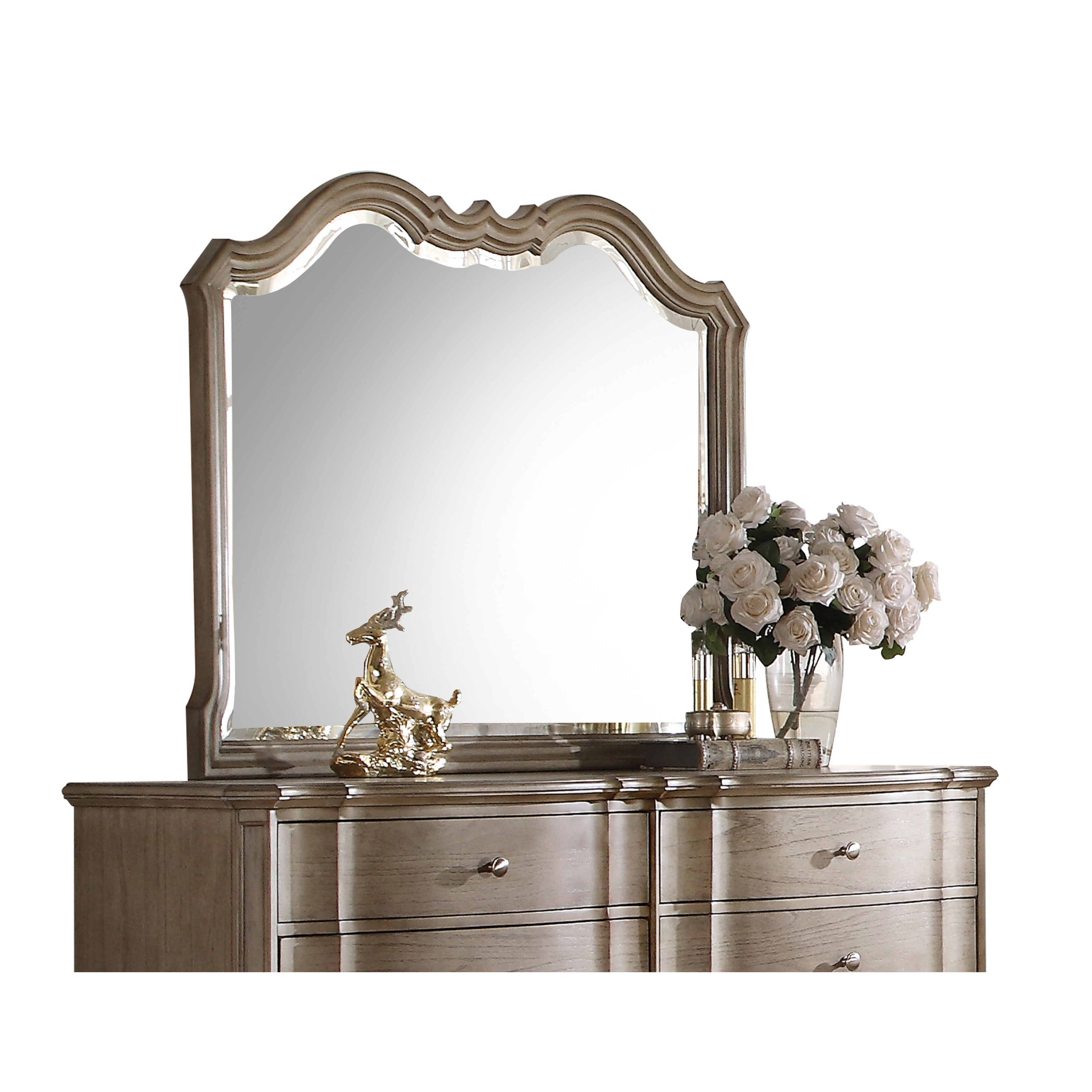 Acme Furniture Chelmsford Antique Taupe Beveled Mirror Tan Chelmsford Antique Taupe Beveled Mirror