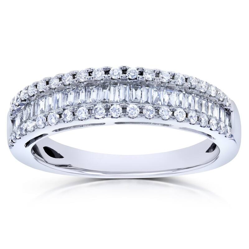 Kobelli Natural Diamond Solid 14k White Gold Baguette Cluster Élodie Ring