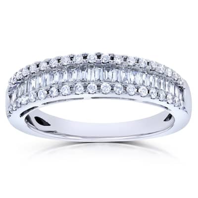 Kobelli Natural Diamond Solid 14k White Gold Baguette Cluster Élodie Ring