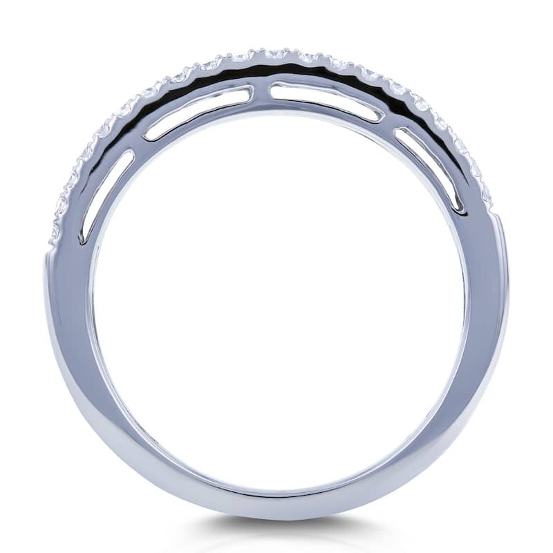 Annello by Kobelli 14k White Gold 1/2ct TDW Round and Baguette Diamond Wedding Ring