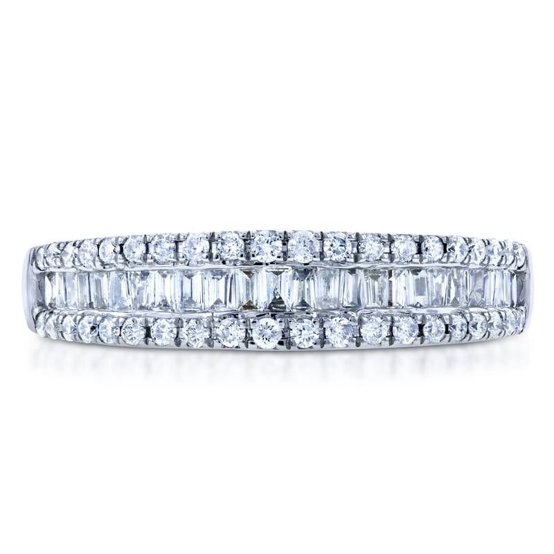 Annello by Kobelli 14k White Gold 1/2ct TDW Round and Baguette Diamond Wedding Ring