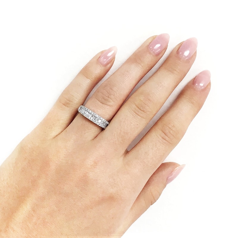 Annello by Kobelli 14k White Gold 1/2ct TDW Round and Baguette Diamond Wedding Ring