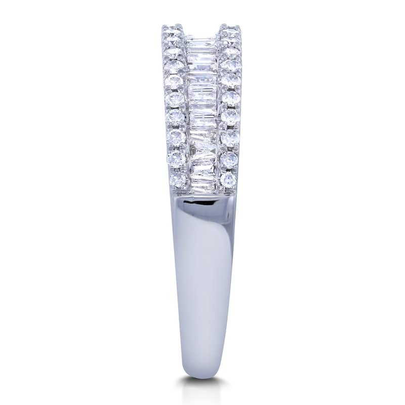 Annello by Kobelli 14k White Gold 1/2ct TDW Round and Baguette Diamond Wedding Ring
