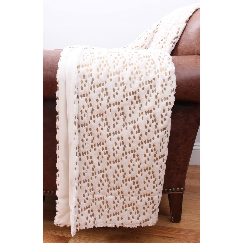 Holden Metallic Printed Faux Fur Throw