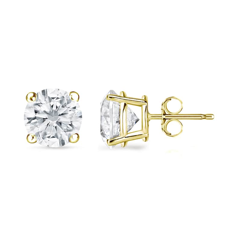 18k Gold Round 1ct TDW GIA Certified Diamond Stud Earrings by Auriya (F-G, VS1-VS2)