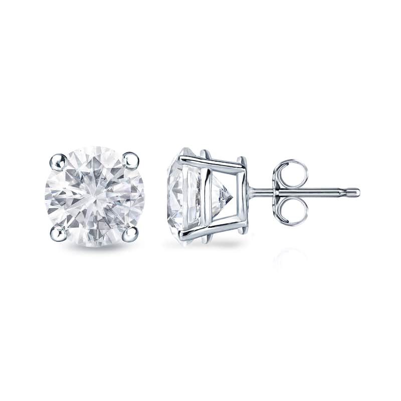 18k Gold Round 1ct TDW GIA Certified Diamond Stud Earrings by Auriya (F-G, VS1-VS2)