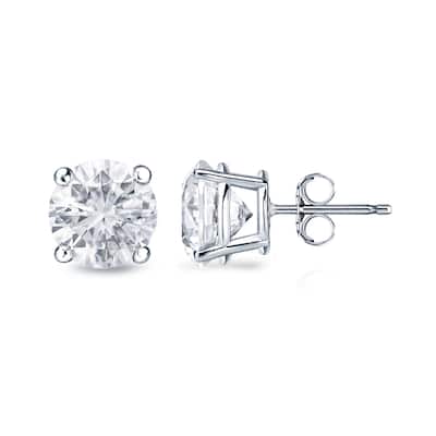 18k Gold Round 1ct TDW GIA Certified Diamond Stud Earrings by Auriya (F-G, VS1-VS2)