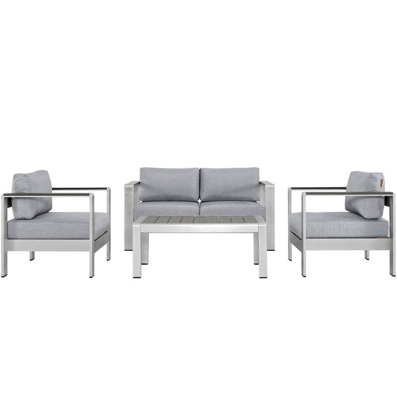Shore 4-piece Outdoor Patio Aluminum Sectional Sofa Set