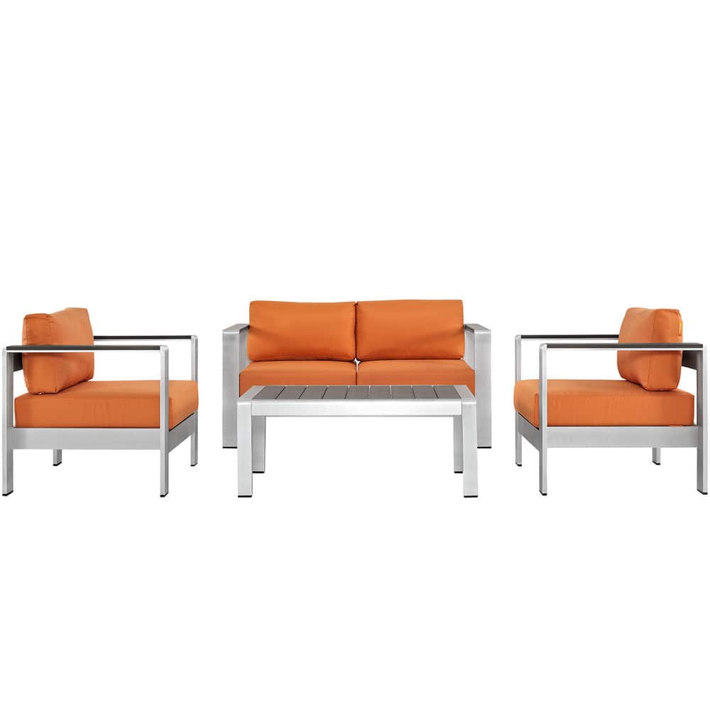 Shore 4-piece Outdoor Patio Aluminum Sectional Sofa Set