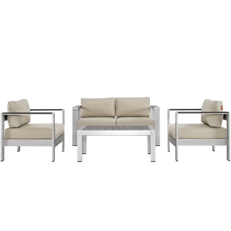 Shore 4-piece Outdoor Patio Aluminum Sectional Sofa Set