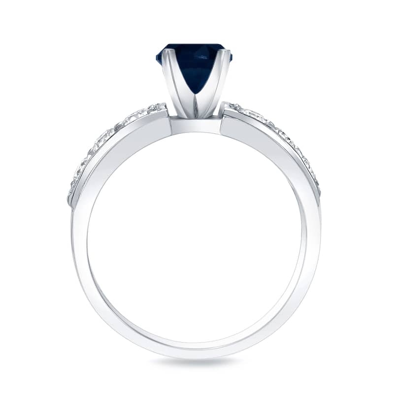Auriya Classic 1/2ct Blue Sapphire and 1/2ctw Diamond Engagement Ring Platinum