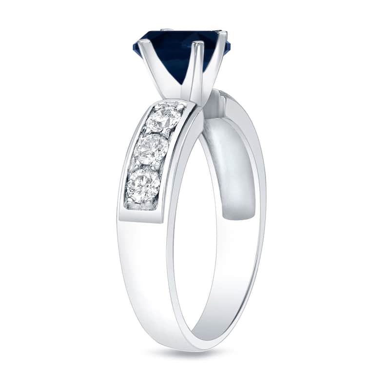Auriya Classic 1/2ct Blue Sapphire and 1/2ctw Diamond Engagement Ring Platinum
