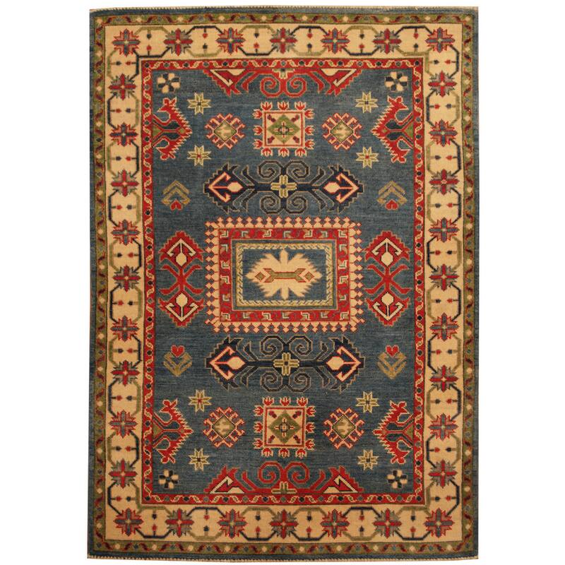 HERAT ORIENTAL Handmade One-of-a-Kind Kazak Wool Rug - 4'3 x 6'