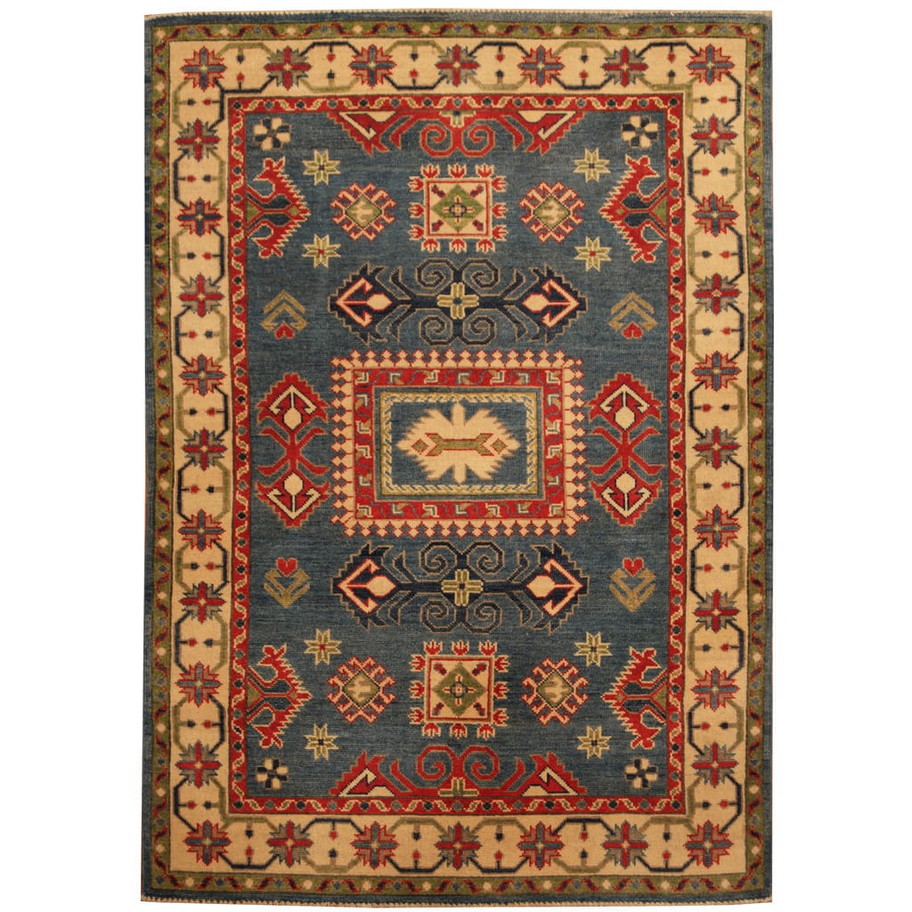 HERAT ORIENTAL Handmade One-of-a-Kind Kazak Wool Rug - 4'3 x 6'