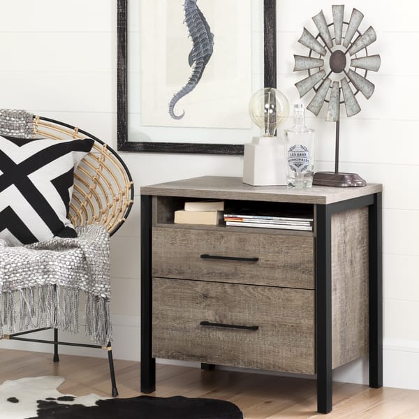 Shop Munich Modern Industrial 2 Drawer Nightstand Overstock 13260483