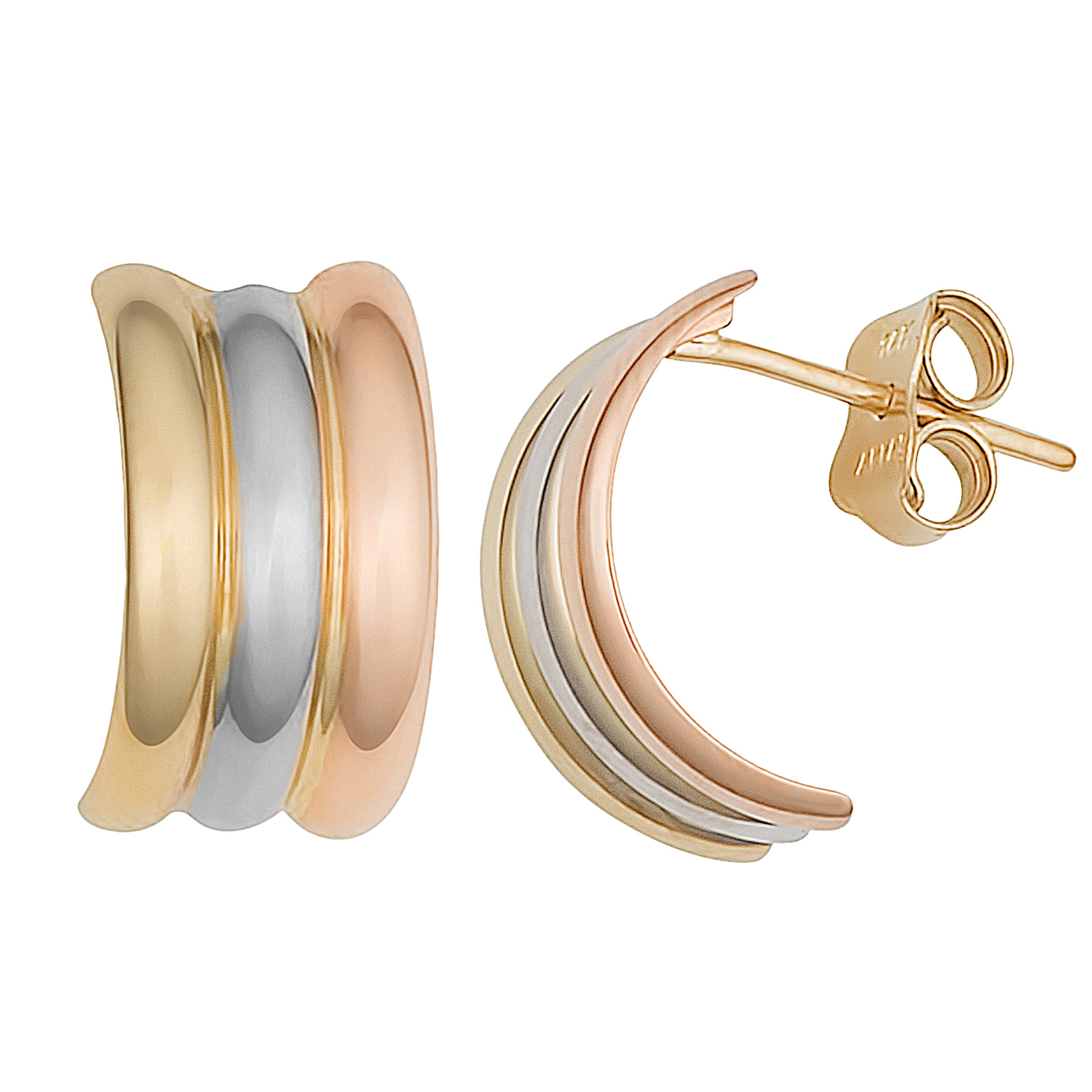 Au Naturale 14k Tri-color Gold Half Hoop Earrings