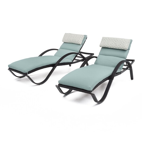 Rst Brands Deco Chaise Lounges With Spa Blue Cushions
