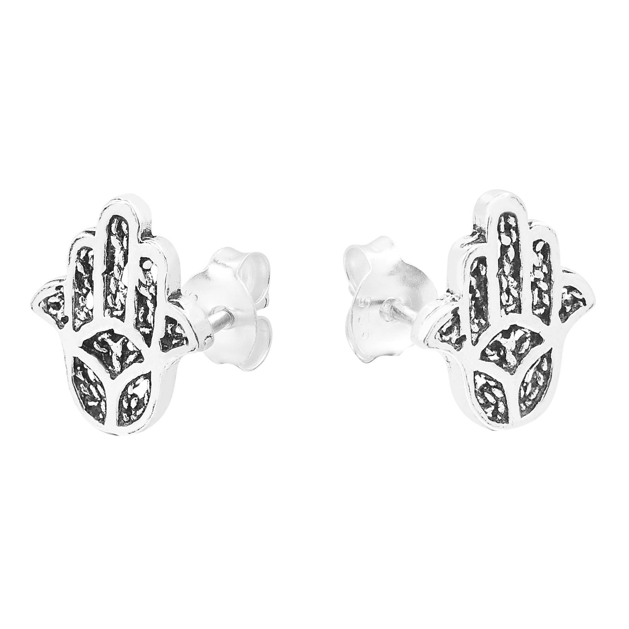 So Chic Jewels 925 Sterling Silver Hamsa Ear Studs So Chic Jewels 925 Sterling Silver Hamsa Ear Studs