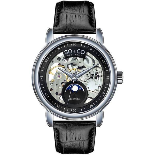 Shop SO&CO New York Men's Mechanical Skeleton Moon Phase Watch with