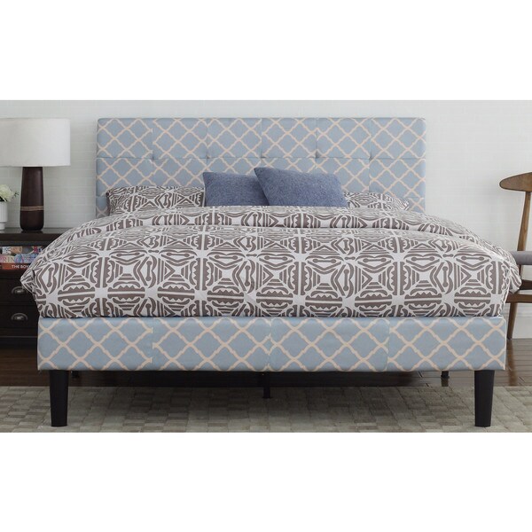 Shop Classic Deluxe Blue Linen Low Profile Platform Bed Frame with