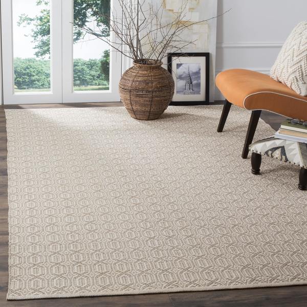 Safavieh Montauk Handmade Geometric Flatweave Ivory/ Grey Cotton Rug (3' x 5') - 3' x 5'
