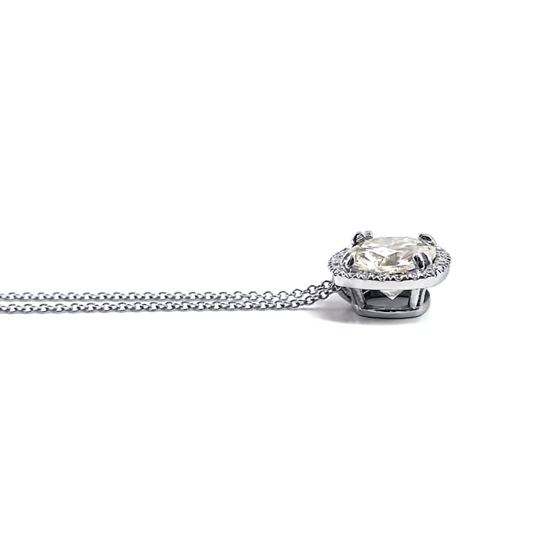 Annello by Kobelli 14k White Gold 8.5mm Cushion Moissanite and 1/5ct Diamond Halo Necklace (GH/VS, GH/I)