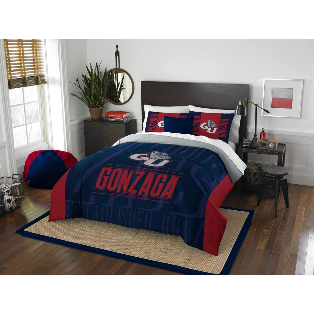 The Northwest Company COL Gonzaga Modern Take Blue and Red Full/Queen 3-piece Comforter Set