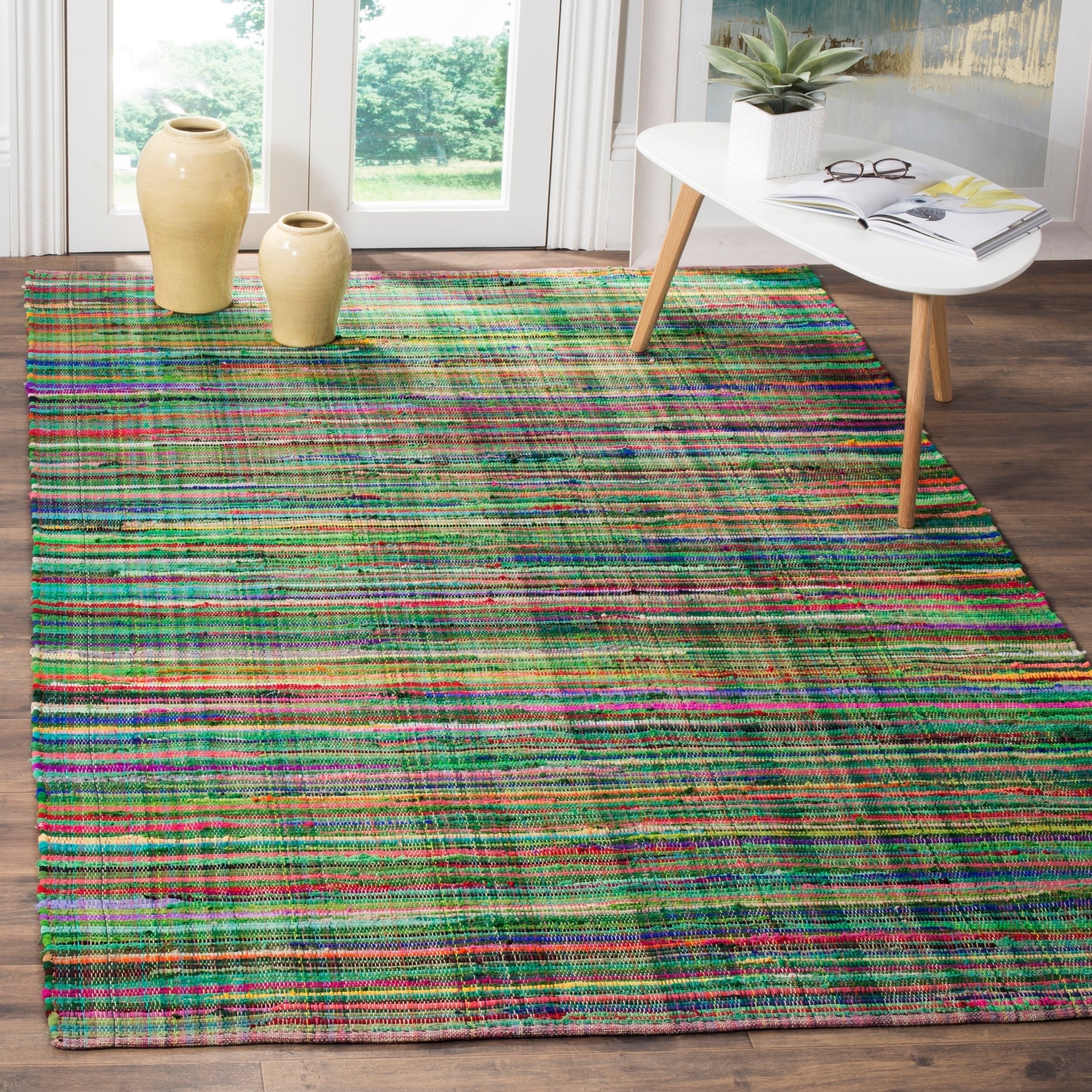 Shop Safavieh Rag Cotton Rug Bohemian Handmade Green/ Multi Cotton Rug