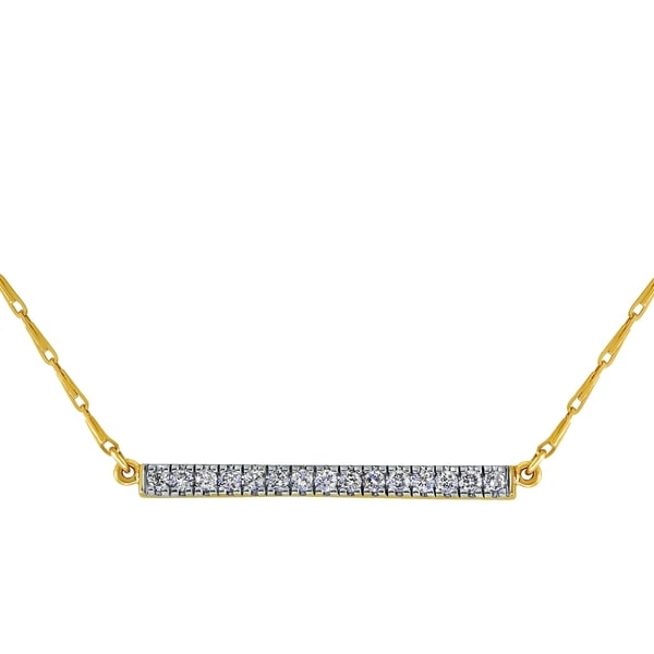 14k Yellow Gold 1/5ct TDW Diamonds Bar Necklace - White H-I