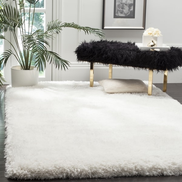 Safavieh Handmade Luxe Shag Super Plush Ivory Polyester Rug - 3' x 5'