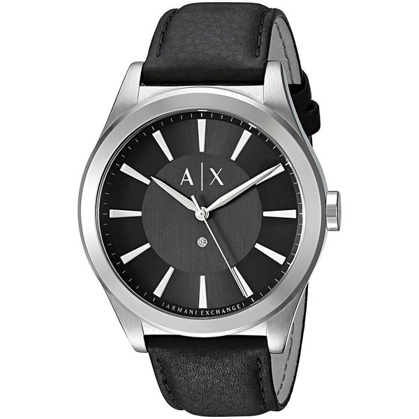armani exchange black leather watch