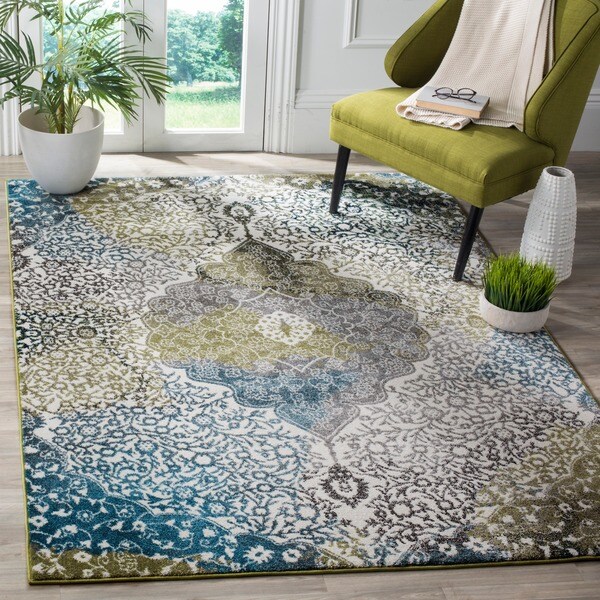 Safavieh Watercolor Bohemian Medallion Ivory/ Peacock Blue Rug - 2'7" x 5'