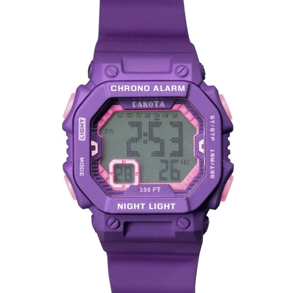 purple digital watch