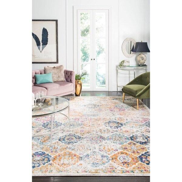 Safavieh Madison Bohemian Vintage Cream/ Multi Distressed Rug - 6'7" x 9'2"