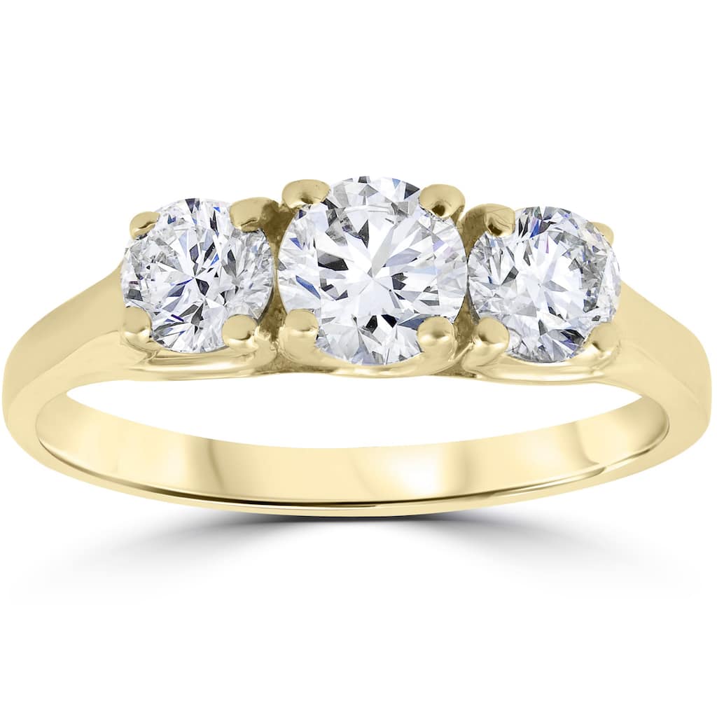 14k Yellow Gold Three Stone Diamond Anniversary Ring - White