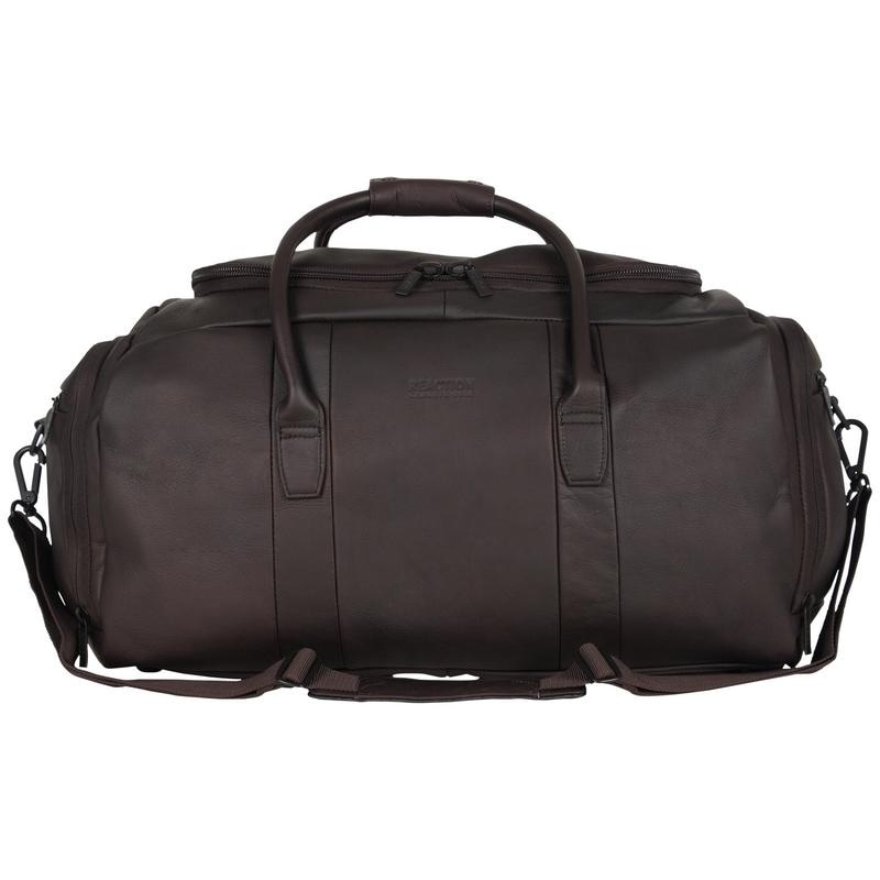 kenneth cole colombian leather top zip duffel bag