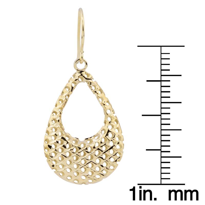 Fremada 14k Yellow Gold Puffed Teardrop with Cutout Design Earrings
