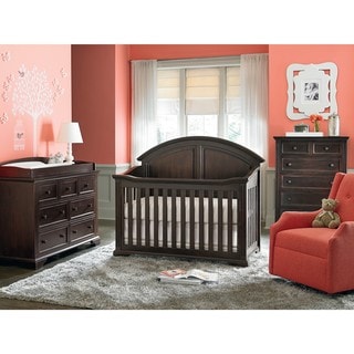 Kinston Espresso Acacia Wood and Metal 4-in-1 Convertible Crib