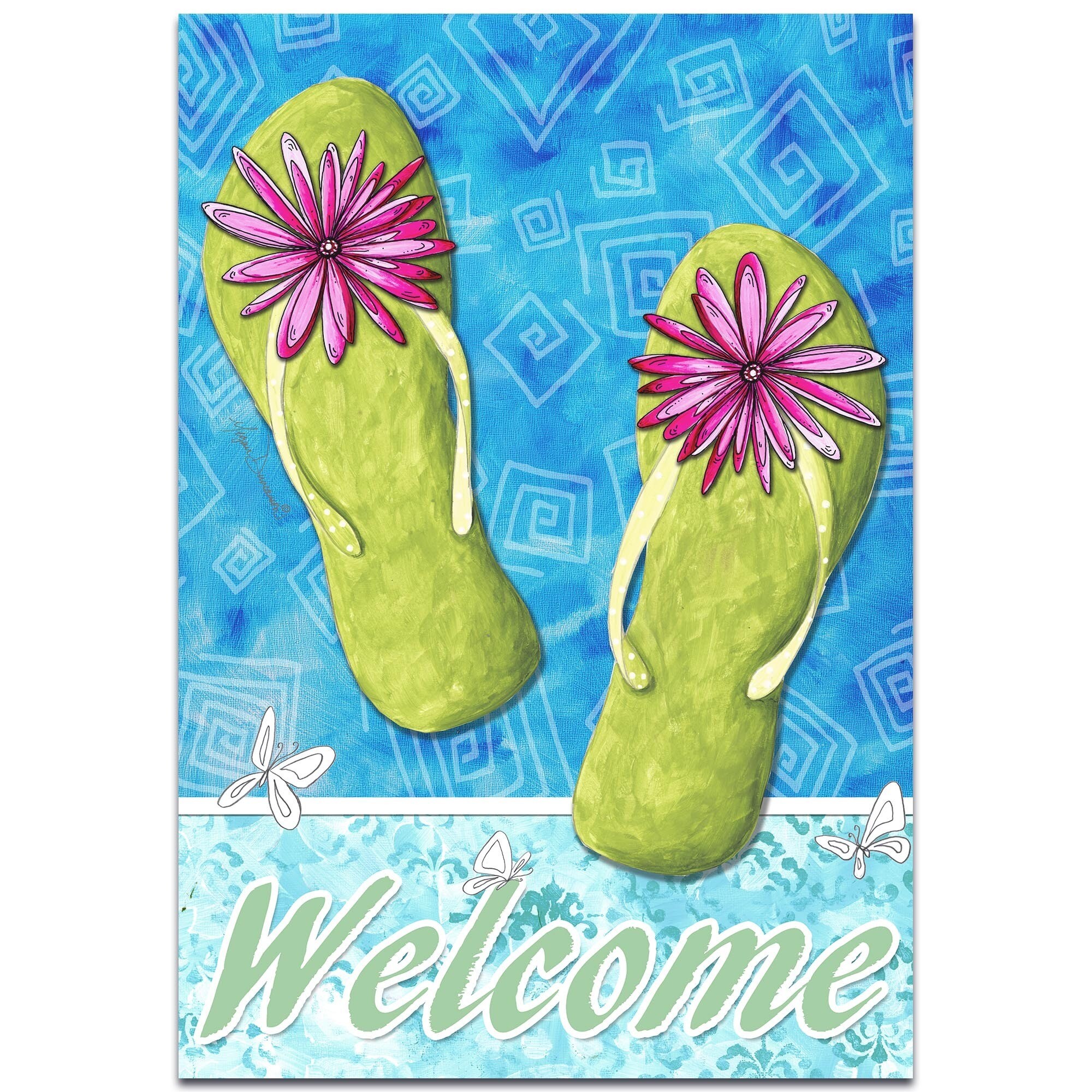 Shop Megan Duncanson Pink And Green Flip Flops Contemporary